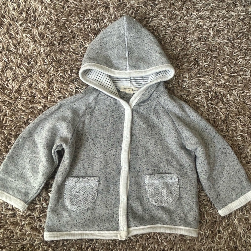 Paigelauren Gray and White Comfy Hoodie Sweatshirt | Size 9-12 Months